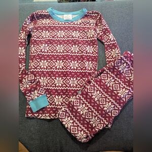 Hanna Andersson Burgundy and Cream Snowflake Pajama Set